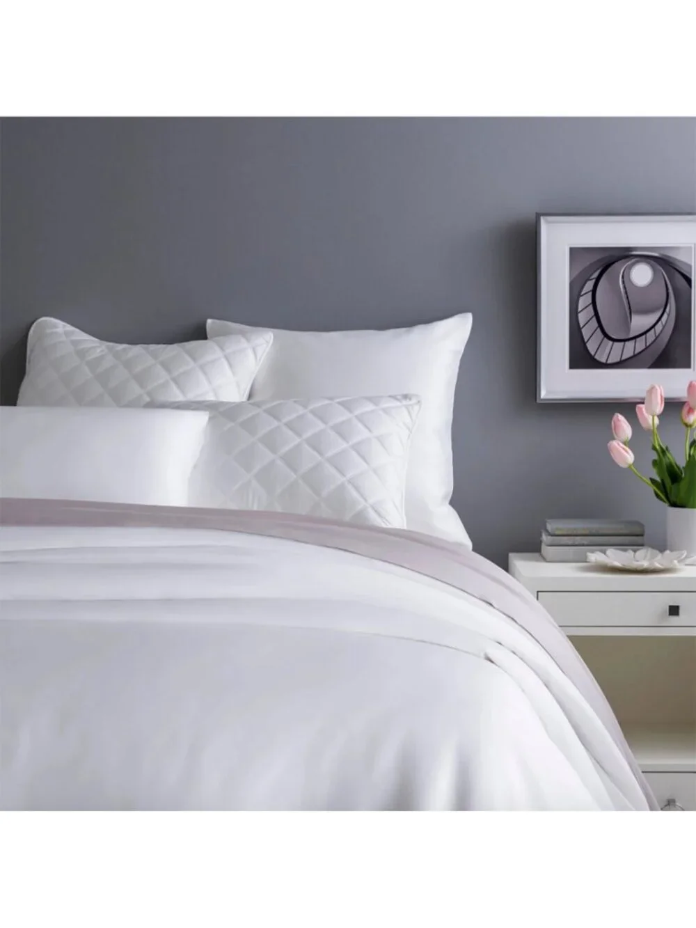 NIP $288 Pine Cone Hill Annie Selke Silken Solid Duvet Cover Tencel Queen White
